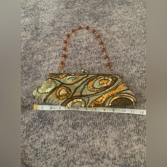 Pretty Vintage Sequined & Beaded Small Purse - Picture 6 of 7